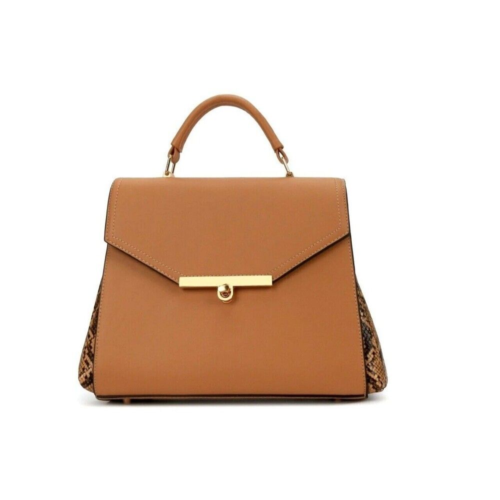 Handbag for Women Snake Print Trimmed Satchel Top Handle Satchel Shoulder Bag